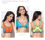 Sports Bra Women Front Zipper Double Inner Cup Push Up Patchwork Tops Female Yoga Fitness Shockproof Vest Sport Bras for Women
