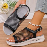 Summer New Mesh Buckle Fish Mouth   Casual Lightweight Versatile Comfortable Beach Sandals Women