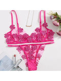 Toucheart Sexy Lingerie Set Transparent Feminine Sweet Mesh Embroidered Lace Bra Flower Applique Transparent Lingerie Women Kit