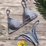 New Sexy Padded Brazilian Bikini Women Swimwear Female Swimsuit Two-Pieces Bikini Set Solid Bather Bathing Suit Swim Lady V64A