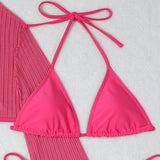 With Long Sleeve Cover Up Halter Bikini Women Swimwear Female Swimsuit Three-pieces Bikini set Bather Bathing Suit Swim V5123