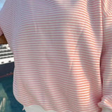 Striped Print Suits for Women Casual Loose Fit Stylish Crew Neck Long Sleeve Tops and Shorts Fall 2 Pcs Set