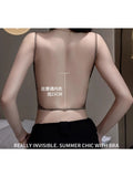 MOYISU Anti Slip Halter Bra for Small Chest, Push Up Enhancer Pads Rounded Shape, Invisible Seamless Cover No Show Lift Bralette