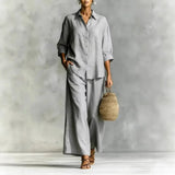 2026 spring and summer women's suit cotton and linen wide-leg pants suit