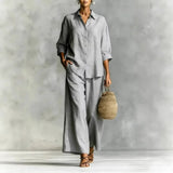 2026 spring and summer women's suit cotton and linen wide-leg pants suit