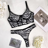 Toucheart 2 Piece Set Sexy Lingerie Set For Women Mesh Micro Perspective Beach Swimsuit Briefs Contrast Color Sexy Lingerie Set