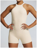 Short Sports Jumpsuit Women Hollow Out Backless Sleeveless High Elasticit Yoga One Piece Suit Tight Fitting Fitness Rompers