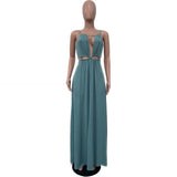 2025 Women's Dress Summer Holiday Solid Long Dresses Sexy Drawstring Lace Up Sleeveless Vestidos Para Mujer Club Party Outfits