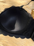 Sexy hot Lace trim spliced with leopard print bra Underwire Support & Wavy Scalloped Edge Push up bra Women's bra