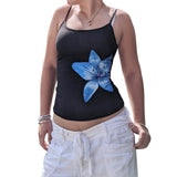 Summer Women Floral Print Camisole Casual Spaghetti Straps Tank Tops Sleeveless Crop Tops for Club Streetwear