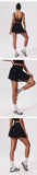 Elastic High Waist Slimming Tennis Skort Women Summer Running Fitness Skirt with A Light Strip Lining and Pockets Pleated Skirts