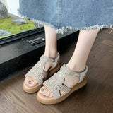 Fashion Women's Sandals Comfortable Women Shoes Rhinestones Wedge Sandals Summer 2026 New Roman Sandals