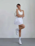Preppy WOMENGAGA American Style Style High Waisted Slim Pleated Skirt For Women's Summer Ballet Skirt Fashion Women QI9Y