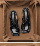 Women's Sandals Retro French Style Clip Toe Square Toe Buckle 2026 Sandals Comfortable Soft Sole Simple Versatile Sandalias