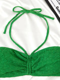 2025 Halter Bandeau Bikini Solid Swimwear Female Sexy Swimsuit Women Bathers Bathing Swimming Swim Suit Beachwear