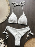 New Solid Color Bikini Set 2026 Women's Swimsuit Hanging Neck Rope Split Swimsuit 2-piece Set Summer Beachwear