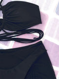 3 Pieces Criss Cross Halter Bikini 2026 Women & Beach Skirt Swimwear Female Sexy Swimsuit Beachwear Bathing Swimming Suit