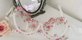 French Floral Bra Set Women | Sweet Sexy Sheer Mesh Lace, Transparent Underwear Set | Practical & Feminine MOYISU Sexy Panty Set