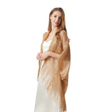 4 Colors Shawl Solid Swimsuit Bikini Cover Up Women Hollow Fringed Cardigan Bright Silk Cape Bathing Suit Cover Ups for Swimwear