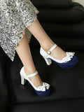 Women Lolita Style Patent Leather Bow Shoes 9.5cm High Heels Anti-slip Rubber Sole Platform Pumps Ideal for Parties Daily Wear