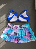 2026 Sexy Ruffled Swimsuit Women Push Up Cross Bikini Women Maple Print Gradient Beach Skirt Bathing Suit Skirt Swimwear Tankini