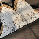 Sexy Crochet Crop Top Bikini Crop Top Women Crochet Boho Beach Camisoles Bikini Bralette Halter Cami Knitted Bra Backless