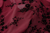 FDYOUI Sexy V-neck Floral Tank Tops for Women 2026 Summer Sleeveless T-shirt Ladies See-through Mesh Corset Top Black Wine Red