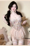 Sexy French Style Light Luxury Sexy With Chest Pads Pure Desire Floral Print Dress Backless Deep V Sleeveless Dress Elegant MO9K