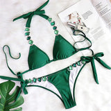 Brazilian Jewelled Rhinestones Diamond Bikini Women Swimwear Female Swimsuit Two-piece Bikini set Bather Bathing Suit Swim V2339