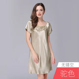 Women's Sleepwear Ice Silk Casual Silk Pajamas Women's Summer Sexy Short Sleeve Lace Pajamas Loungewear