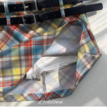 Plaid Double Waistband A-line Short Skirt  Women American Style Street High Waist Casual Collision Color Wrap Hip Skirt OJR7