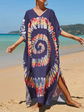 2026 New Colorful Kaftan Tunic Beach Dress Beach Wear Beachwear Beach Cover Up Cover-upsLoose Maxi Dress Female Women V4428