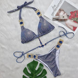 2 Colors Sexy Bikini Women Luxury Crystal Diamond Shining Fabric Swimwear Swimsuit Bikinis Set Bathing Suit Beach Bikini Female