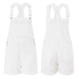 Women Denim Bib Overalls Adjustable Straps Shorts Romper with Pocket Casual Rolled Cuff Shortalls