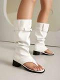 2025 Brand Plus Size 48 Trendy Denim Blue Gladiator Sandals Women Chic Black Chunky Heels  Fashion Comfy Walk Summer Boot Shoes