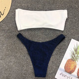 New Sexy Bandeau Shiny Glitter Bikini Women Swimwear Female Swimsuit Two-Pieces Bikini Set Bather Bathing Suit Swim Lady V1109