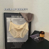 WOMEN Lace underwear, seamless, comfortable, high-elastic, hip-covering briefs, breathable mulberry silk, antibacterial crotch