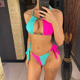 8 Colors Diamond Rhinestones Splicing Bikini Women Swimwear Female Swimsuit Two-Pieces Bikini Set Bather Bathing Suit Swim V5132