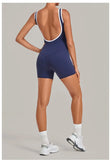 Women's Seamless Yoga Jumpsuits Sports Fitness Gym Sleeveless Backless Hip-lifting Shorts One-piece Training Workout Jumpsuit