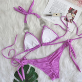 2026 Sexy Bikini Women Luxury Rhinestones Solid Swimwear Swimsuit Female Halter Beach Bikinis Set Bathing Suit Biquinis Feminino