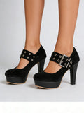 2026 Big Size 33-43 Retro Black Office Lady Buckle Strap Mary Janes Platform Pumps Elegant Red 10.5cm High Heels Shoes Women