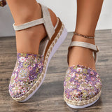 Hollow Fabric Roman Shoes Summer Travel Round Head Wedge Toe Fashion Sandals Comfortable Thick-sole Women's Shoes 2026