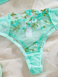 Womens Embroidered Bralette Lingerie And Panty Set Floral Design Soft Stretch Fabric Comfortable Everyday Underwear
