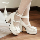 2026 Summer Plus Size 43 Sweet Lolita Cosplay Pink High Heels Mary Janes Pumps Cute Blue White Platform High-Heeled Shoes Women