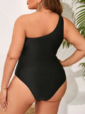 2026 Large Plus Size Swimsuit Women One Piece shoulder Black Swimwear Female Bathers Bathing Swimming Swim Suit Beachwear