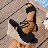 Plus Size 43 Chunky Wedges Sandals Women 2026 Summer Slip On Platform High Heels Sandals Woman Peep Toe Thick Sole Slippers