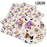 Halloween Disney Mickey Cartoon Print Artificial leather DIY Earring Hair Bow Bag Crafts  faux Leather  22X30CM litchi