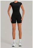 Women's Seamless Yoga Sets Sports Fitness Workout Hip-lifting High Waist Shorts Backless Short-sleeve Vest Suit Gym Training Set