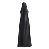 Foridol Halter Satin Dress Women Sexy Backless Burgundy summer spring Dress Elegant Maxi Long Party Dress Christmas Vestidos