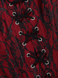 Corset Top Thin Without Lace Deep Red Body Shaping Chest Support Waist Tie Waist Tightening Corset Casaul Pure Desire Style Y43R
